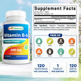Best Naturals Vitamin B-6 200mg 120 Tablets side view