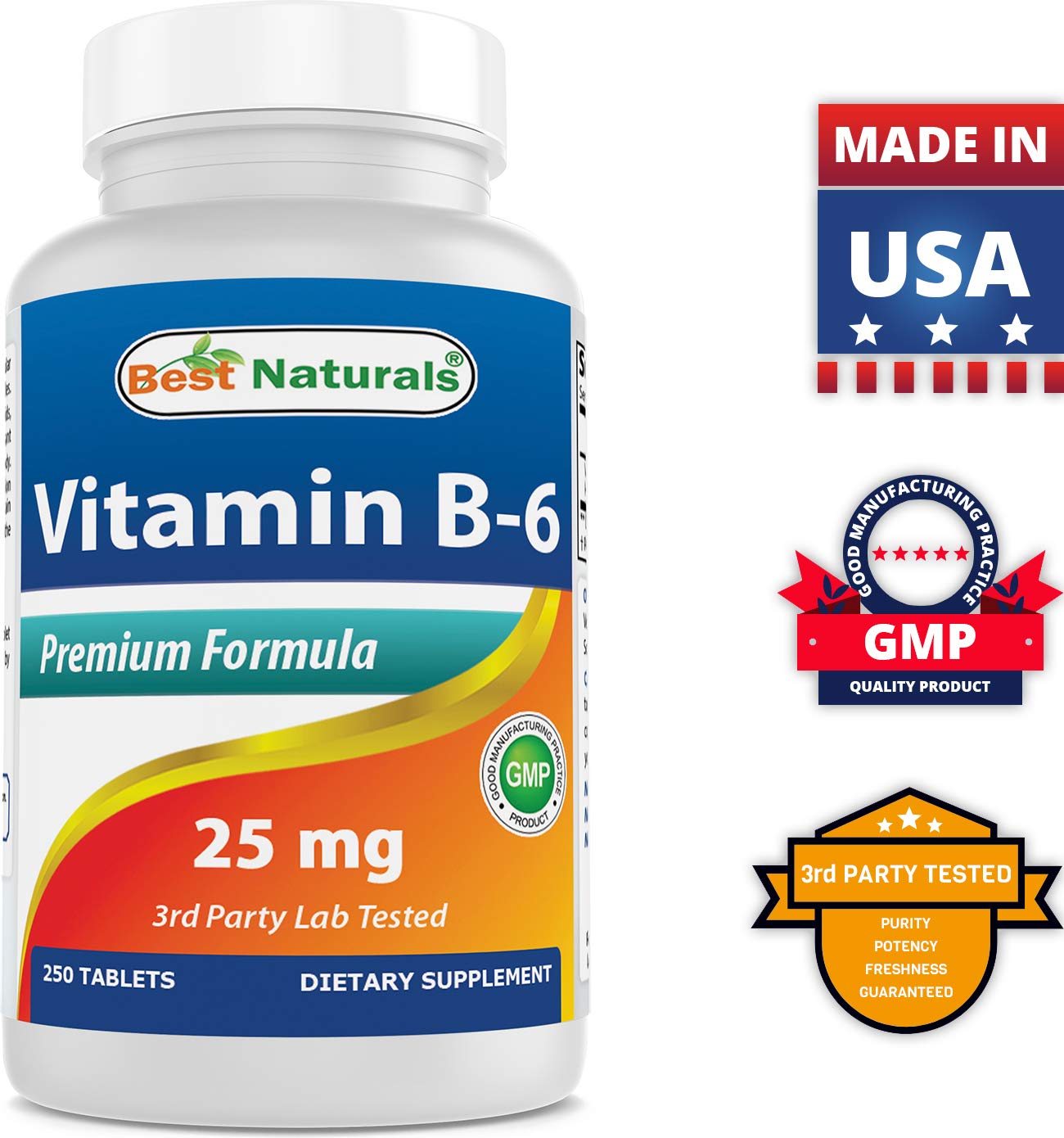 Best Naturals Vitamin B-6 250 Tablets on a kitchen counter