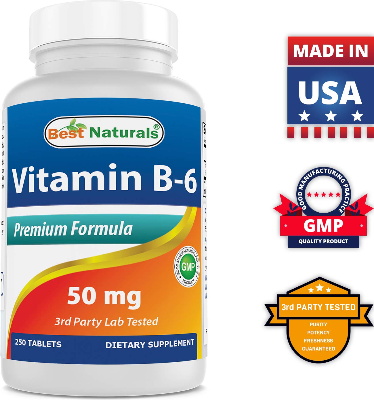 Best Naturals Vitamin B-6 250 Tablets with measuring spoon