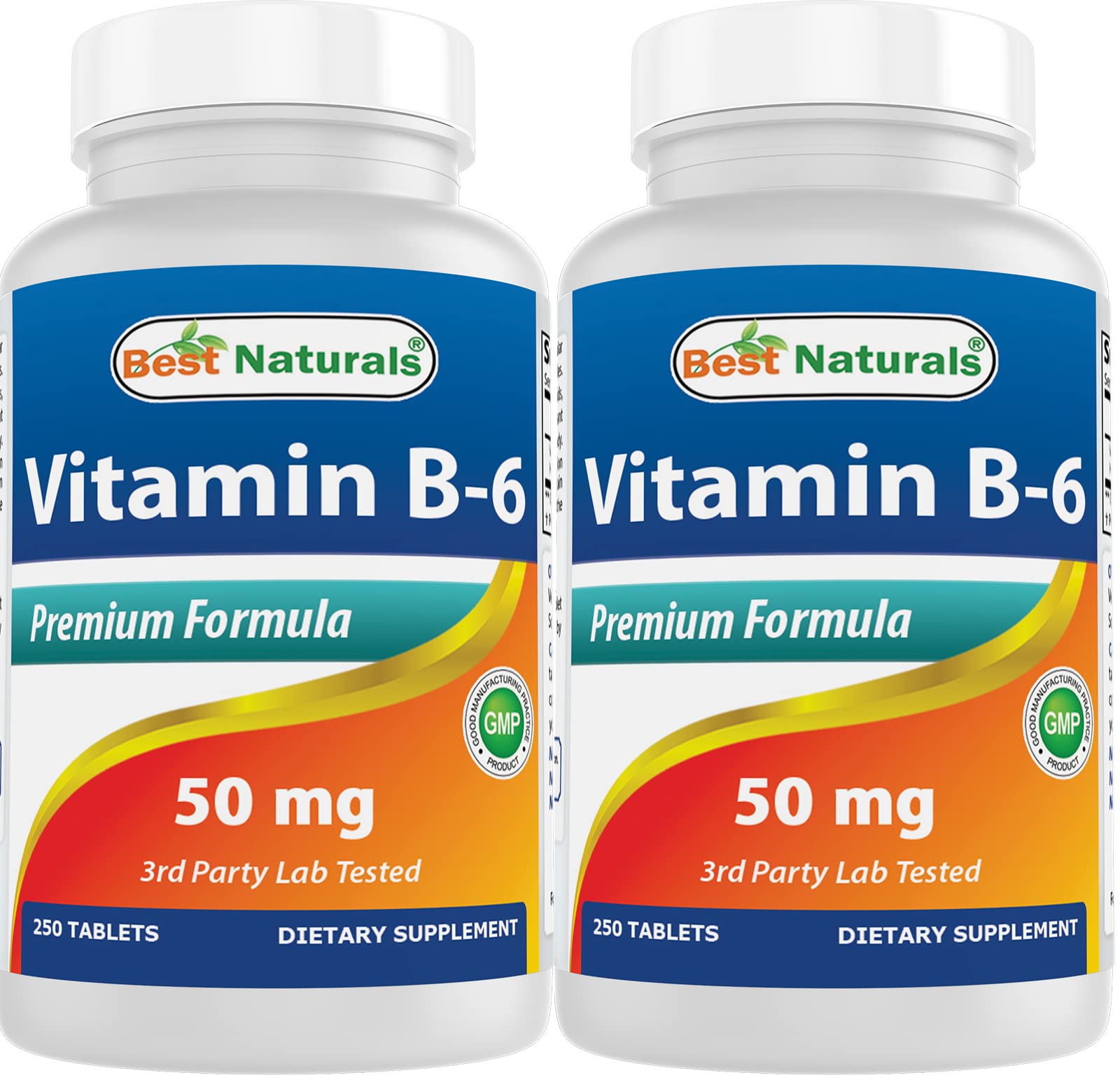 Best Naturals Vitamin B-6 50mg 250 Tablets front view