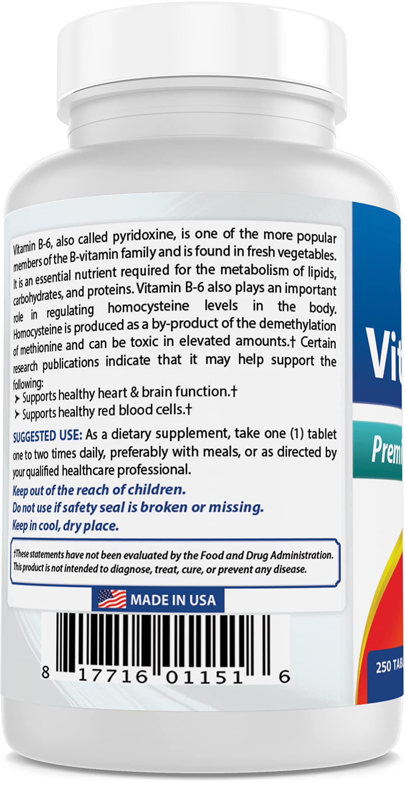 Best Naturals Vitamin B-6 50mg bottle top view