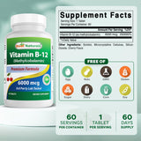 Best Naturals Vitamin B12 6000 mcg side view with label