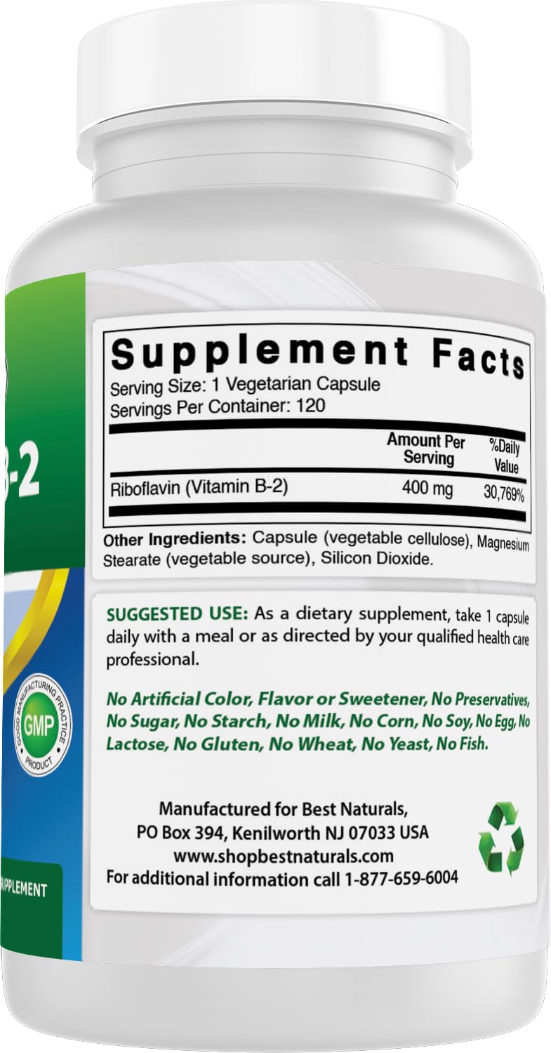Best Naturals Vitamin B2 Capsules close-up of capsules