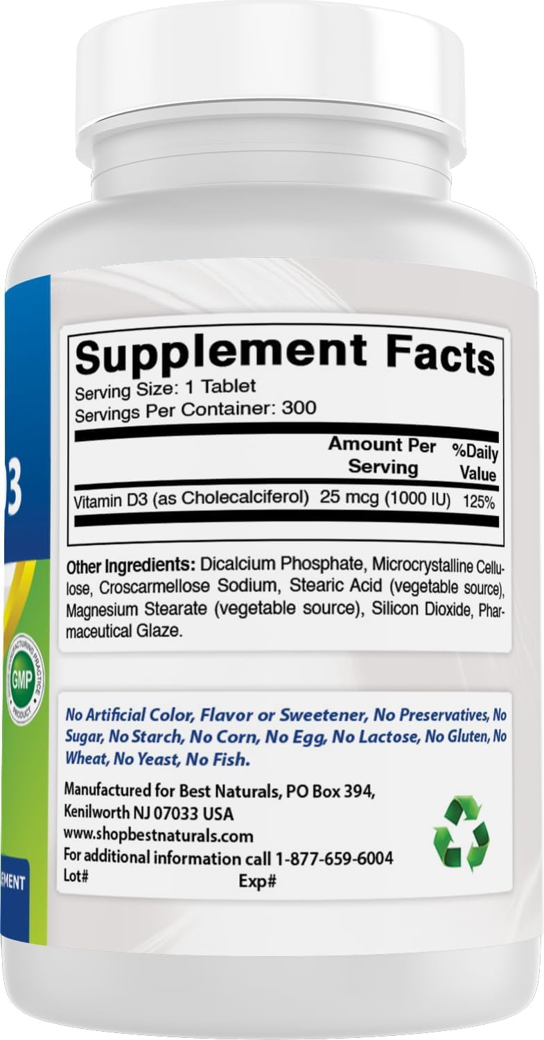 Best Naturals Vitamin D3 300 Tablets in a wellness setting