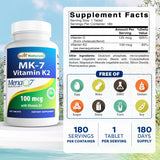 Best Naturals Vitamin D3 & K2 180 Tablets bottle side view