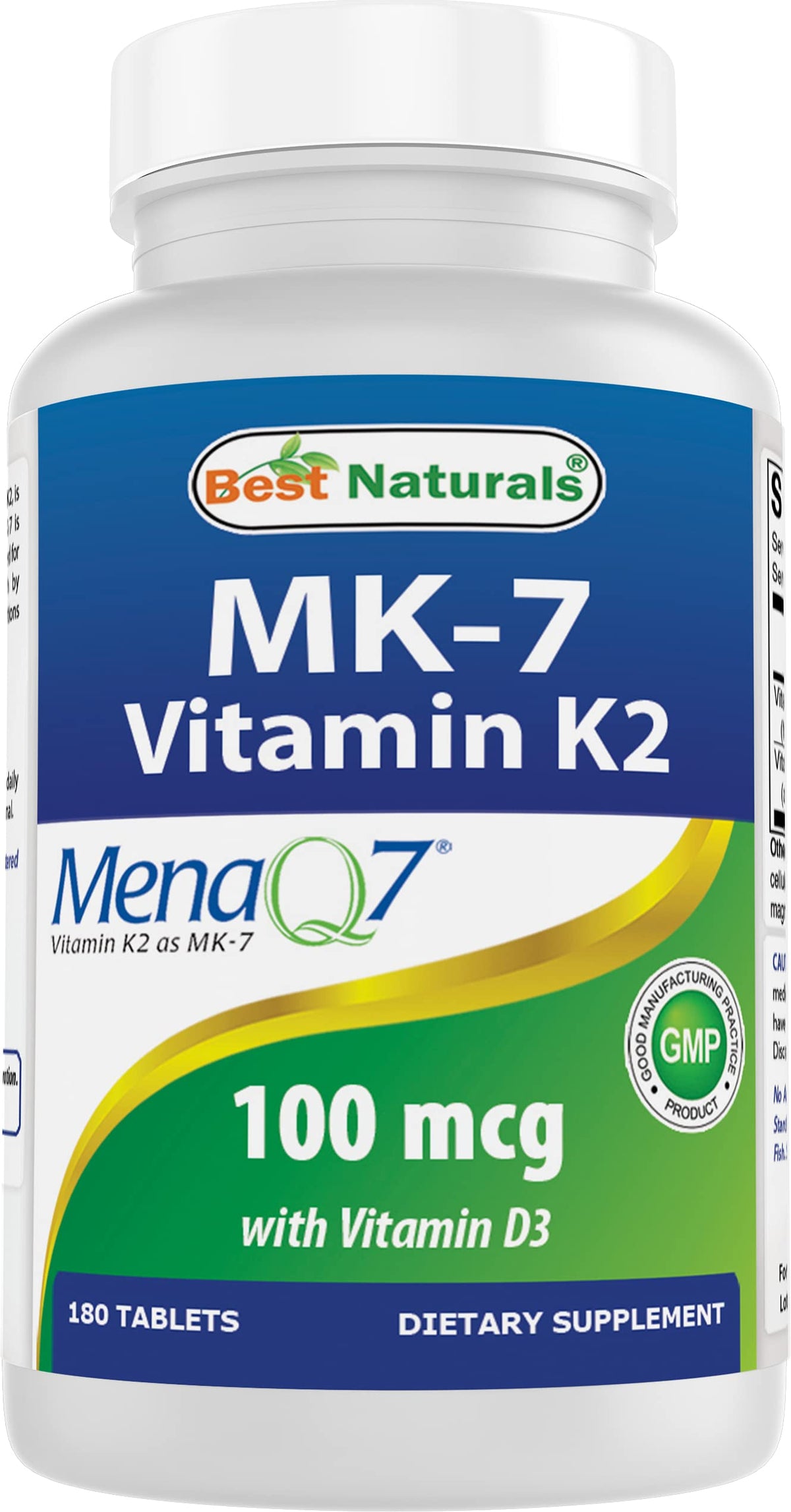 Best Naturals Vitamin D3 & K2 180 Tablets front view