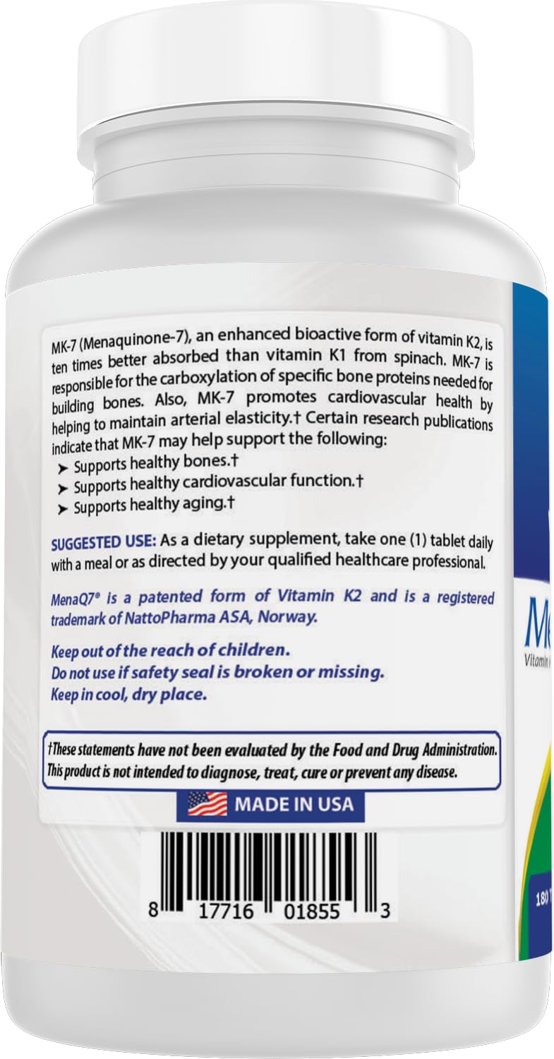 Best Naturals Vitamin D3 & K2 180 Tablets with natural background