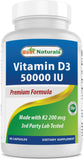 Best Naturals Vitamin D3 + K2 MK-7 90 capsules front view