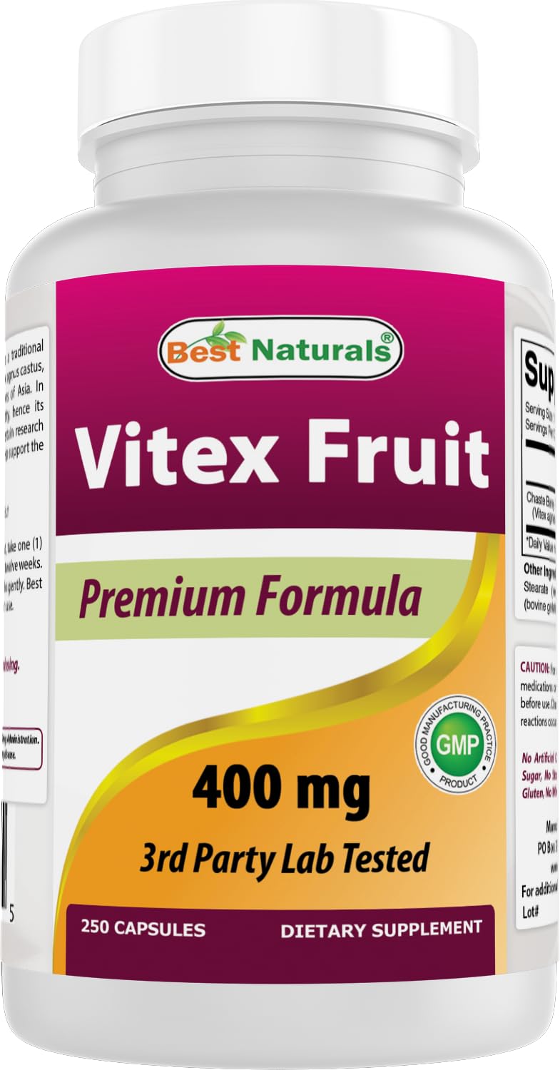 Best Naturals Vitex Chasteberry 400mg capsule bottle front view