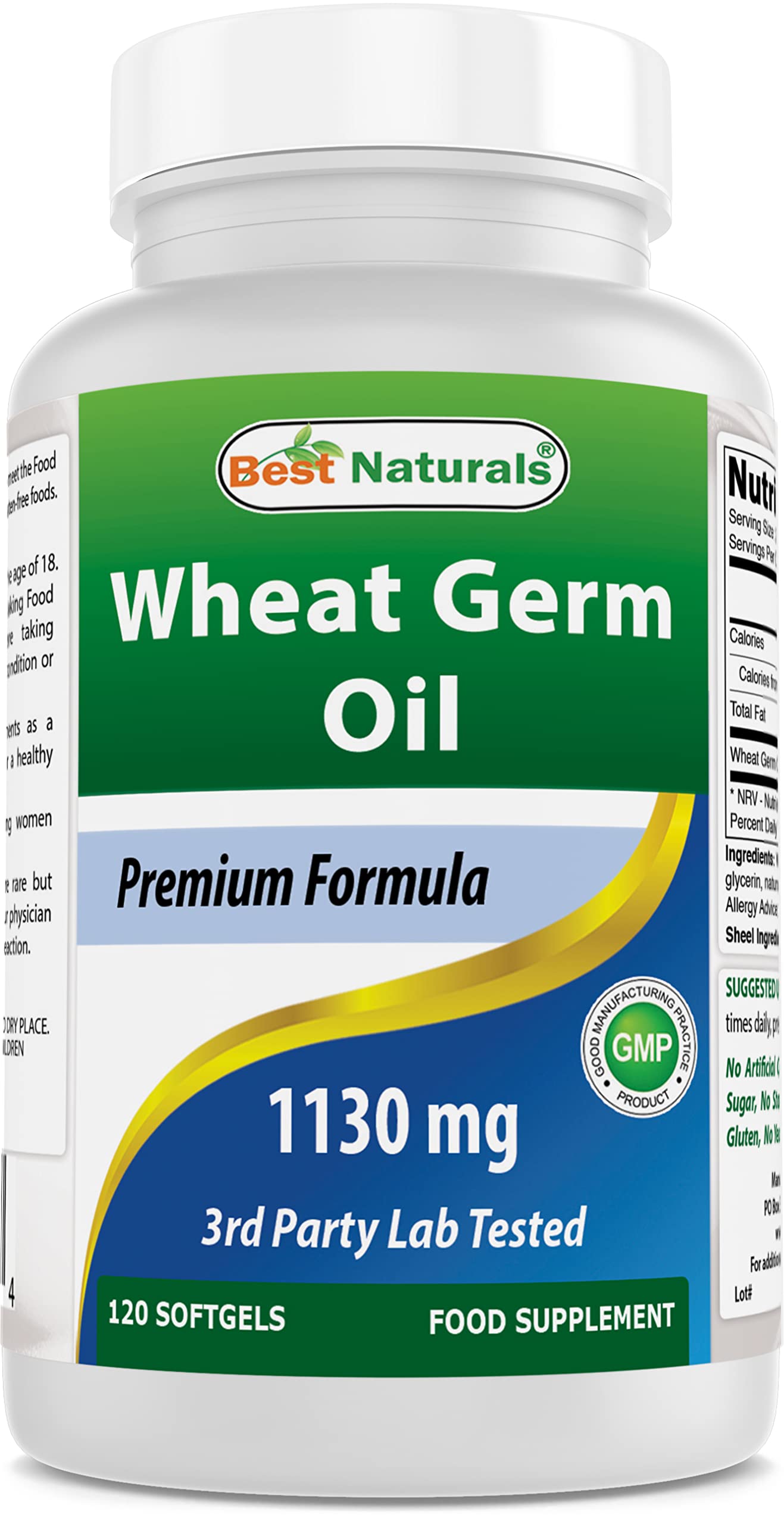 Best Naturals Wheat Germ Oil 1130mg softgel bottle front view