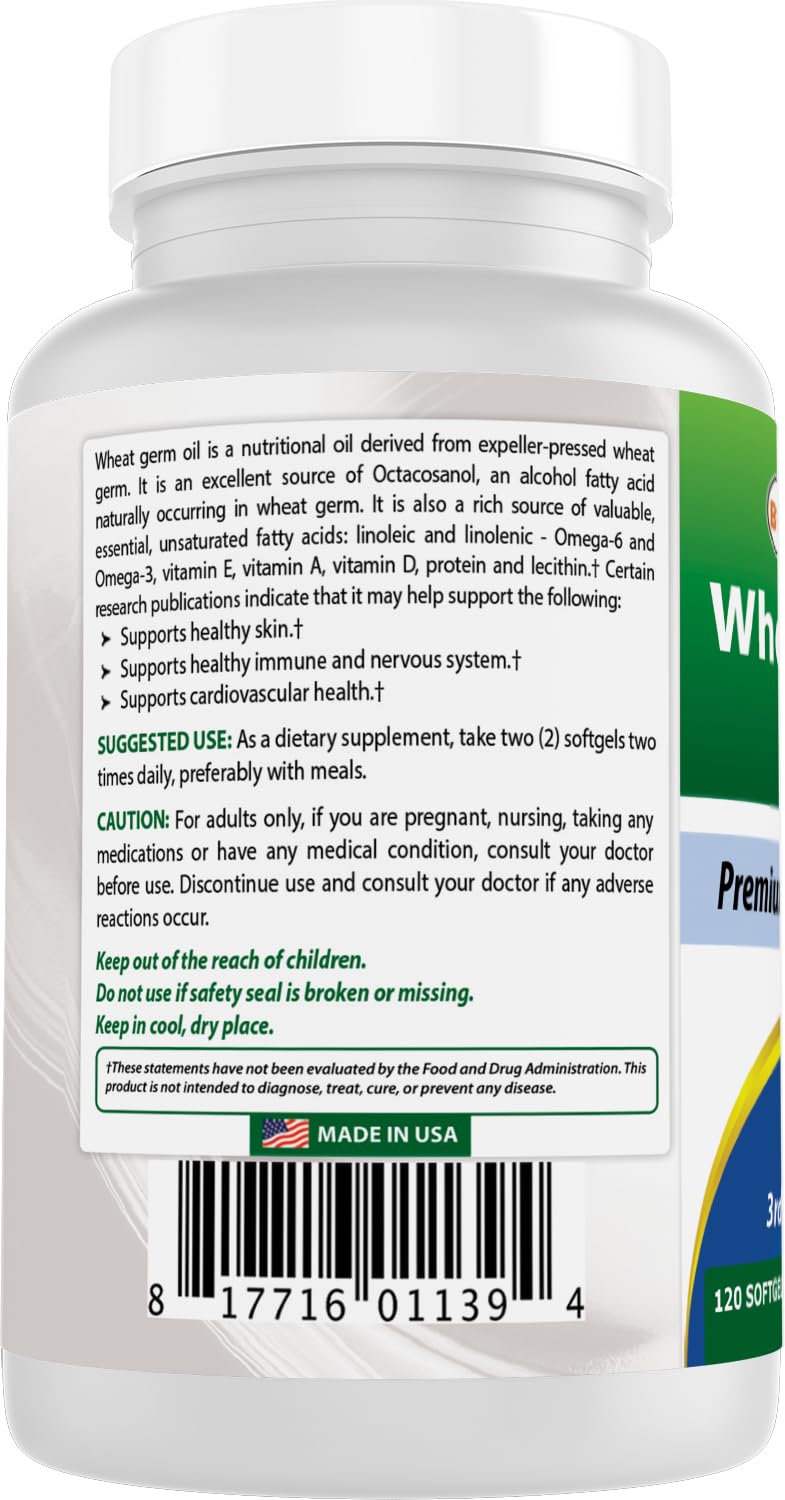 Best Naturals Wheat Germ Oil 120 softgels packaging