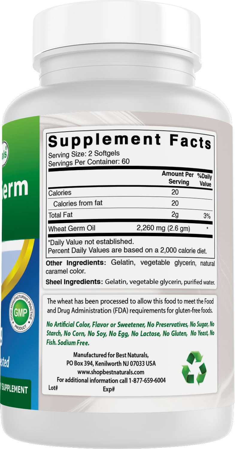 Best Naturals Wheat Germ Oil bottle with softgels