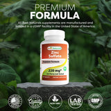 Best Naturals Zinc Sulfate Tablets 220mg back view