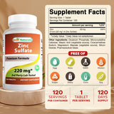 Best Naturals Zinc Sulfate Tablets 220mg bottle side view