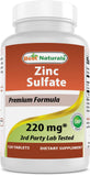 Best Naturals Zinc Sulfate Tablets 220mg front view