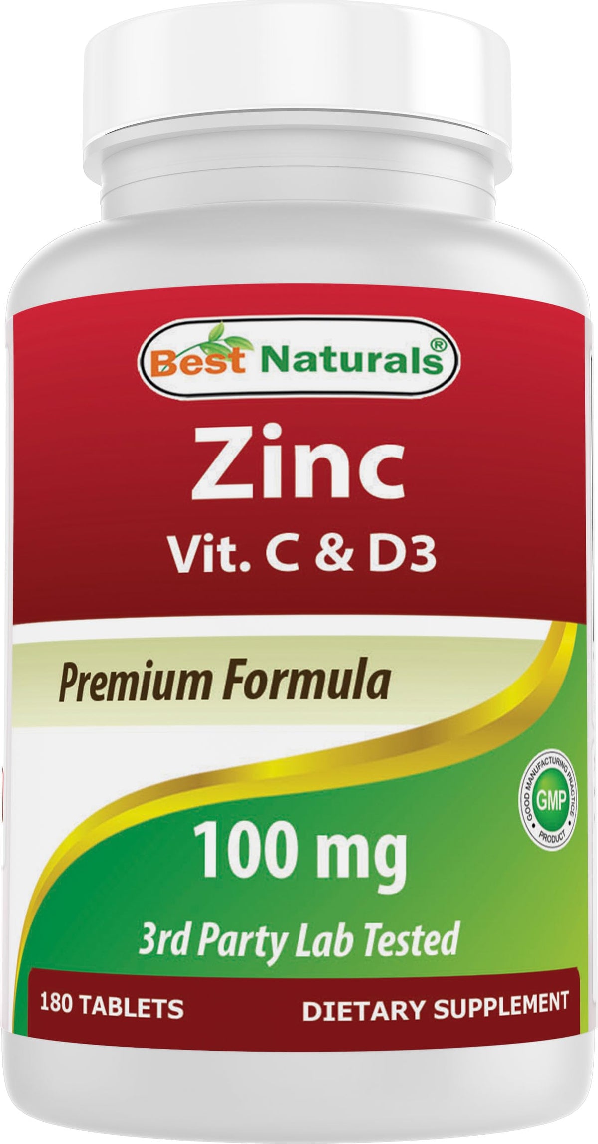 Best Naturals Zinc Supplement 100mg front view
