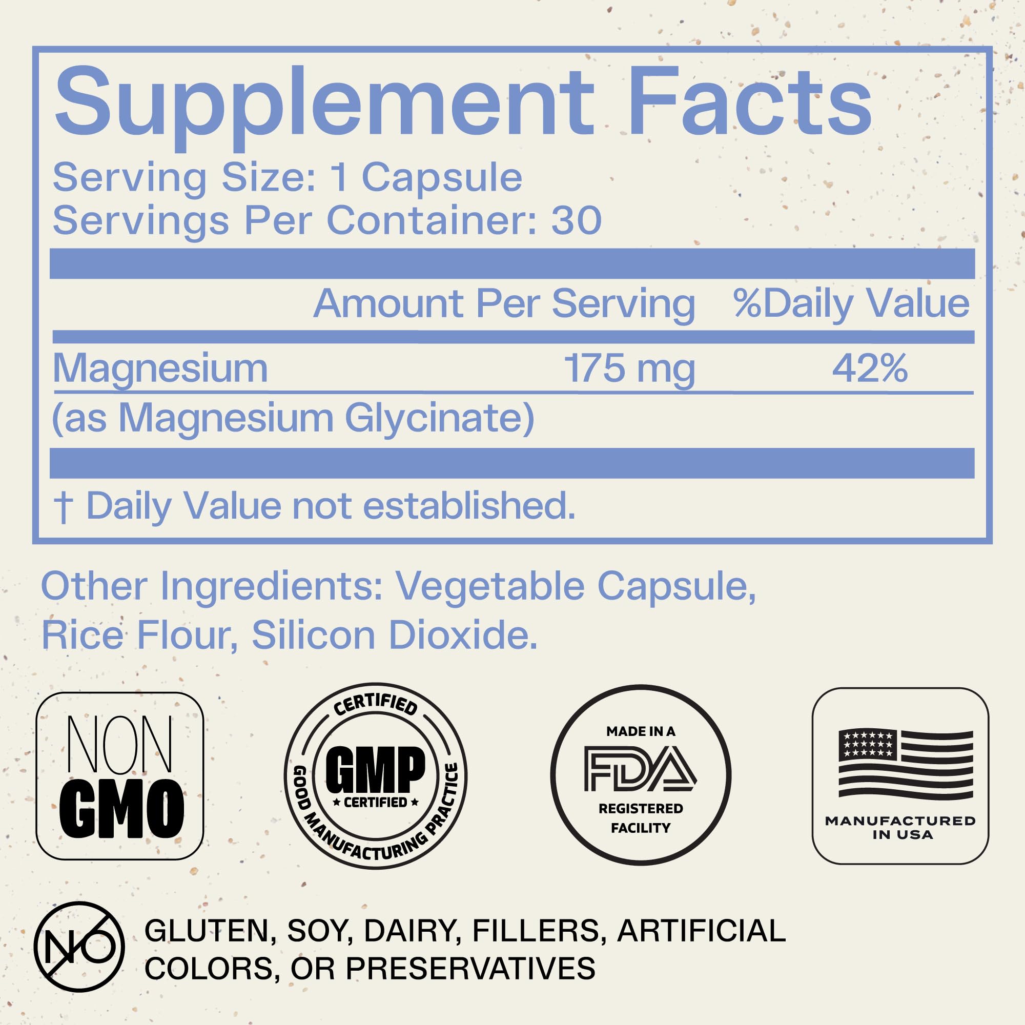 BEST Supplements Magnesium Glycinate 48g nutritional information