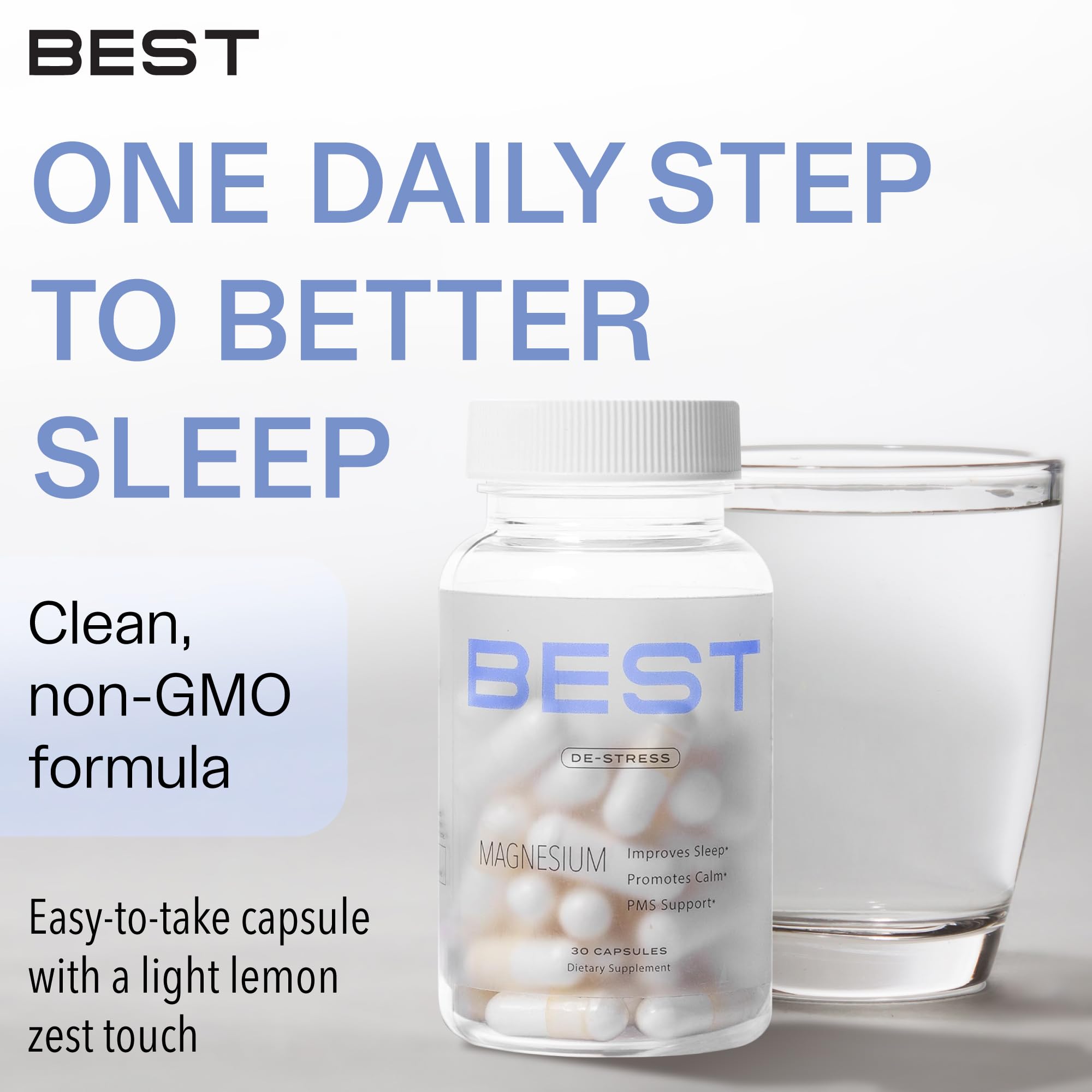 BEST Supplements Magnesium Glycinate 48g on a wooden table
