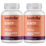 BESTVITE 5-HTP 100mg supplement front view with 60 capsules