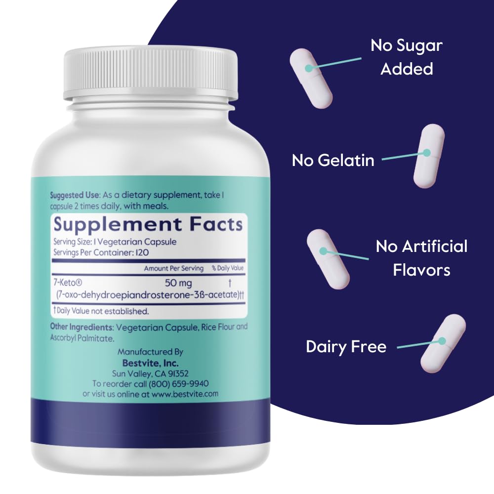 BESTVITE 7-Keto 50mg capsules bottle packaging