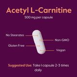 BESTVITE Acetyl L-Carnitine 500mg Capsules on wooden table