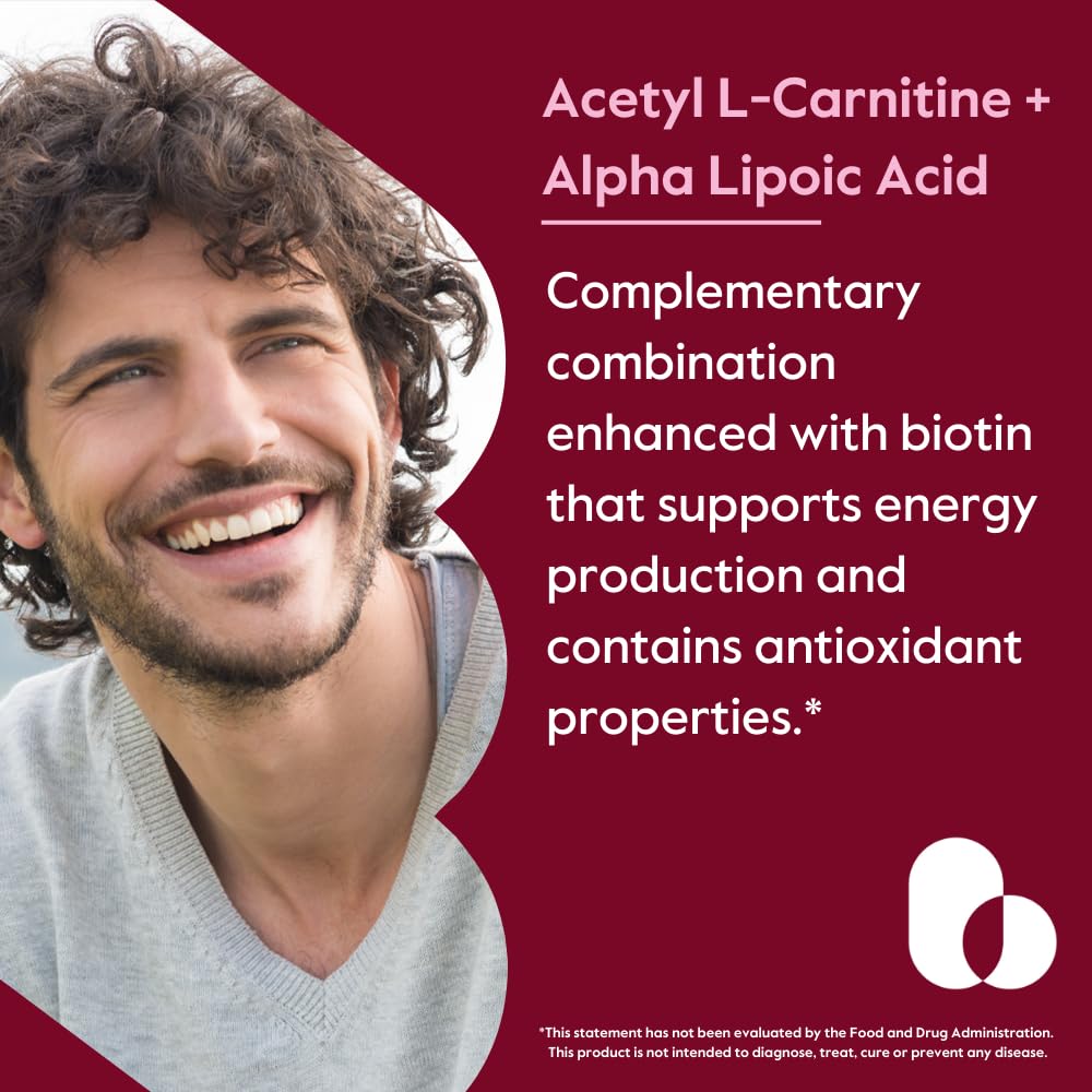 BESTVITE Acetyl L-Carnitine & Alpha Lipoic Acid capsules on a wooden surface