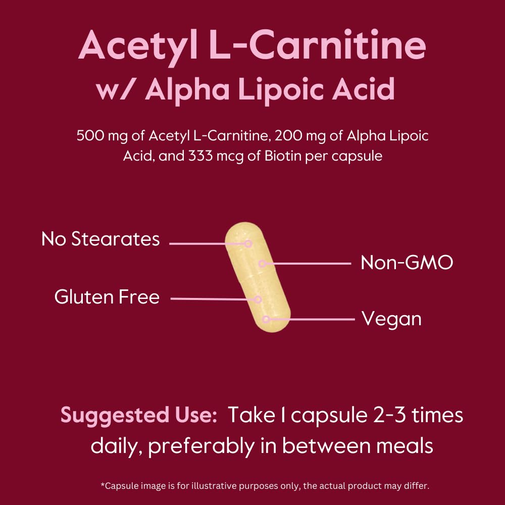BESTVITE Acetyl L-Carnitine & Alpha Lipoic Acid capsules with ingredients list