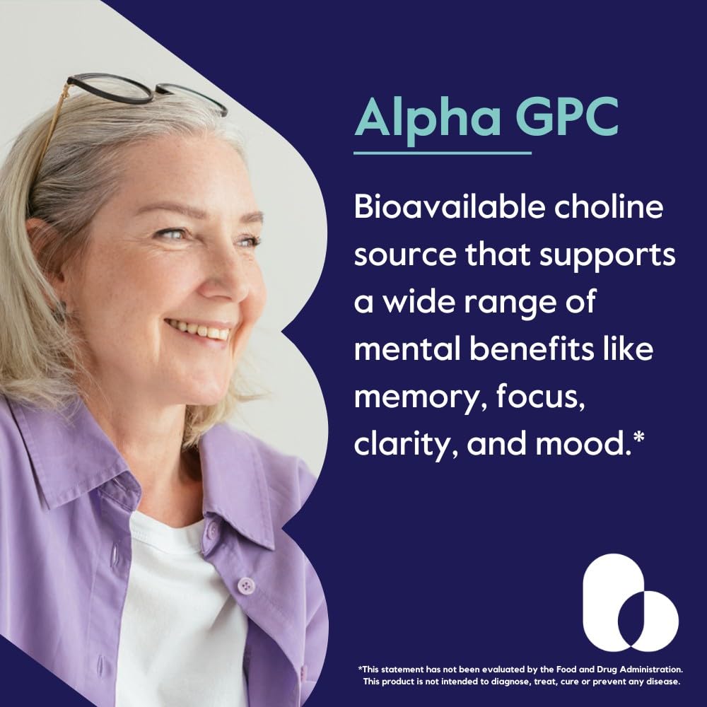 BESTVITE Alpha GPC Choline Supplement 300mg side view