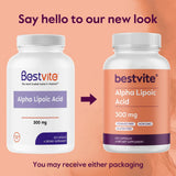 BESTVITE Alpha Lipoic Acid 300mg Capsules on a wooden table