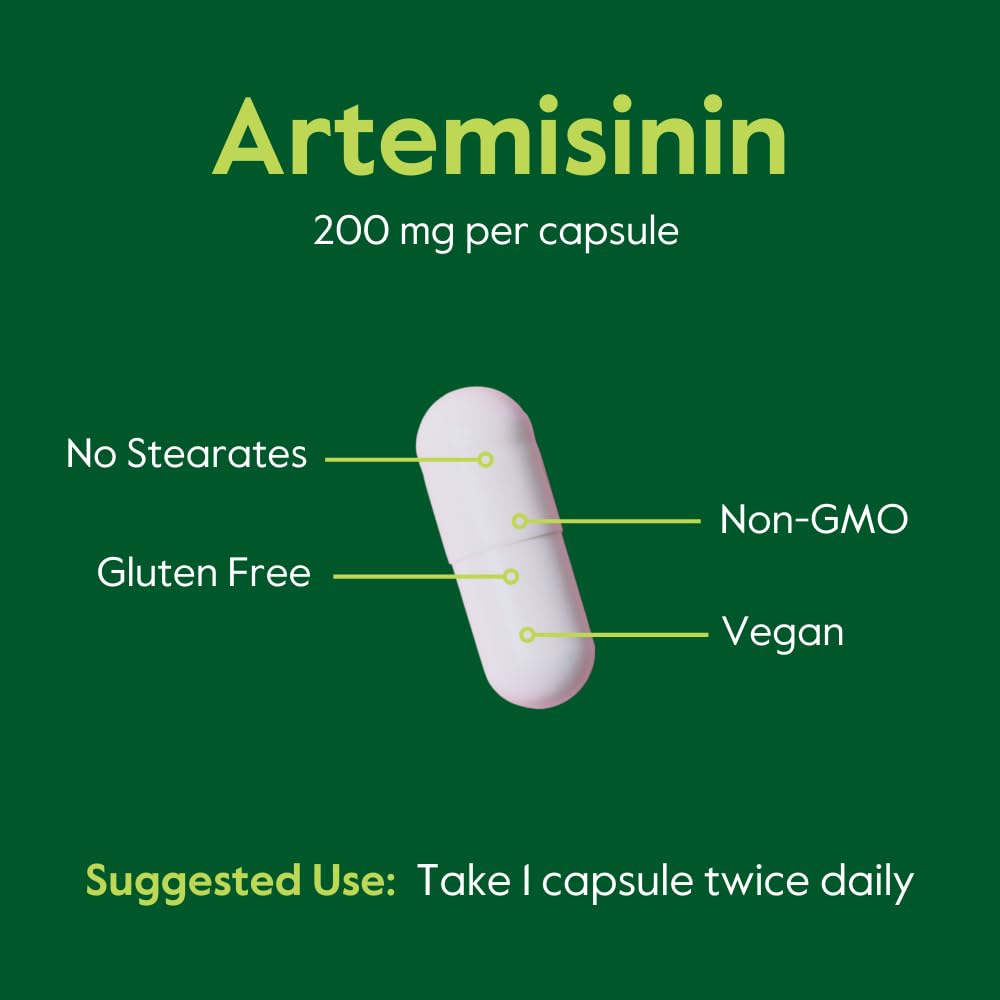 BESTVITE Artemisinin 200mg capsules on a wooden table
