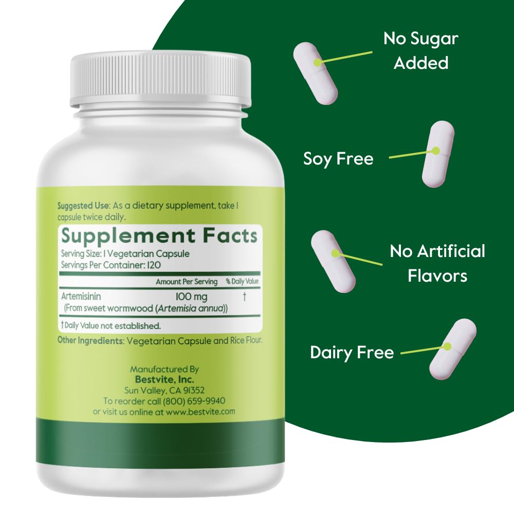BESTVITE Artemisinin Herbal Supplement 100mg capsule close-up