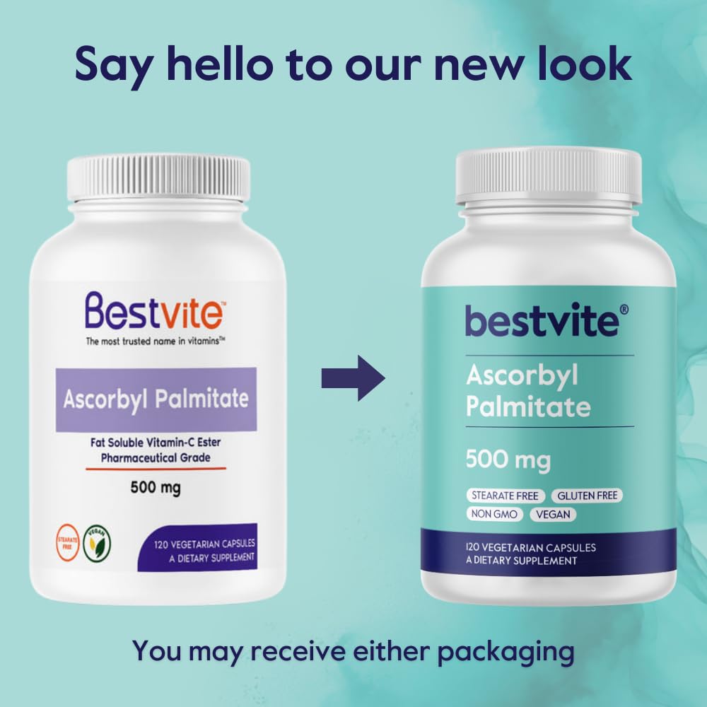 BESTVITE Ascorbyl Palmitate Vitamin C 500mg capsules bottle with label