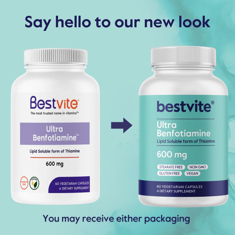 BESTVITE Benfotiamine 600mg Vitamin B-1 supplement capsules