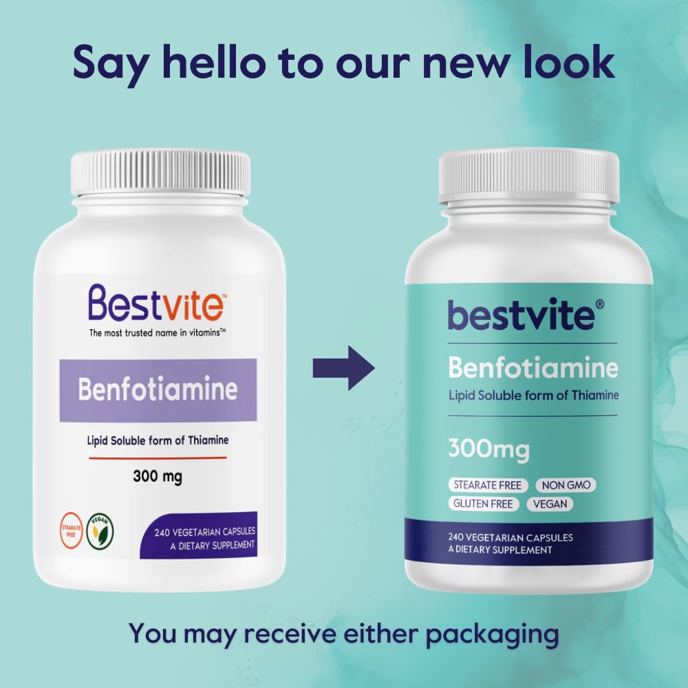 BESTVITE Benfotiamine Vitamin B-1 Supplement 300mg capsule close-up