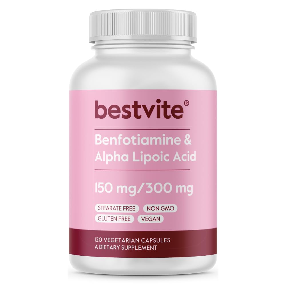 BESTVITE Benfotiamine with Alpha Lipoic Acid capsule bottle front view
