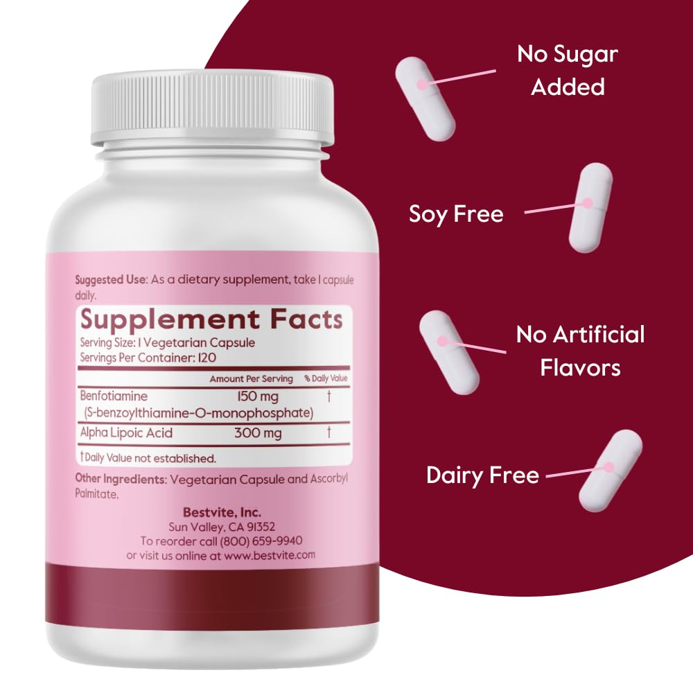 BESTVITE Benfotiamine with Alpha Lipoic Acid capsule ingredients list