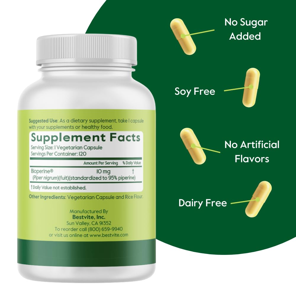 BESTVITE Bioperine Capsules 10mg back view