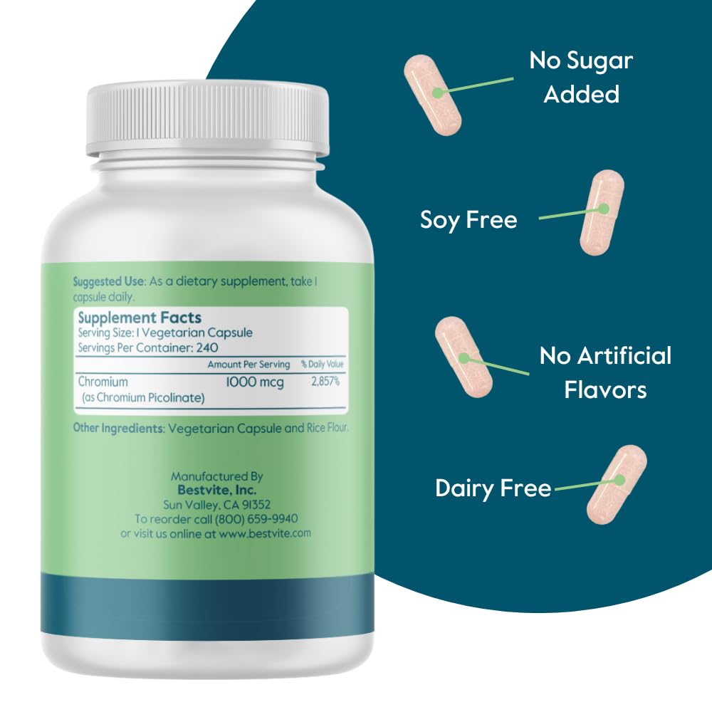 BESTVITE Chromium Picolinate 1000mcg capsules close-up