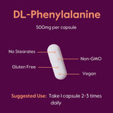 BESTVITE DL-Phenylalanine 500mg capsules label close-up