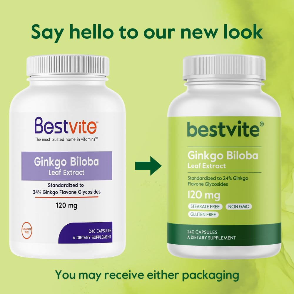 BESTVITE Ginkgo Biloba 120mg Capsules with a glass of water