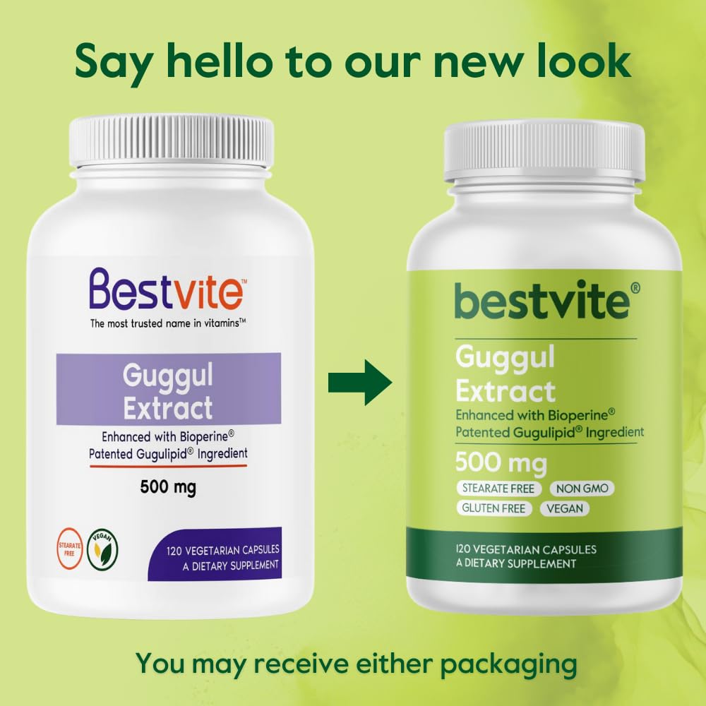 BESTVITE Guggul Extract Capsules 500mg with ingredients list