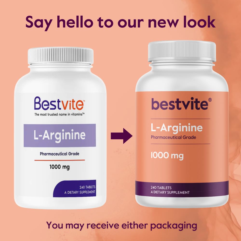BESTVITE L-Arginine 1000mg supplement with a measuring spoon