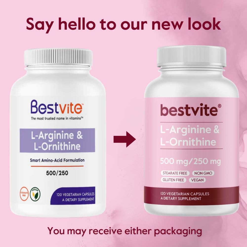 BESTVITE L-Arginine & L-Ornithine Capsules side view