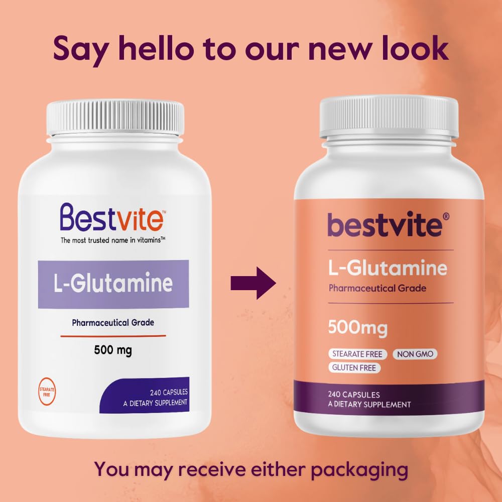 BESTVITE L-Glutamine 500mg bottle with label