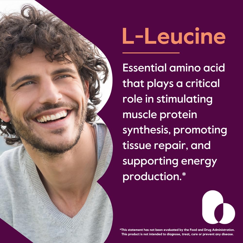 BESTVITE L-Leucine BCAA Supplement 500mg back view