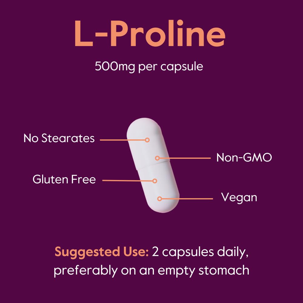 BESTVITE L-Proline 500mg supplement capsules close-up