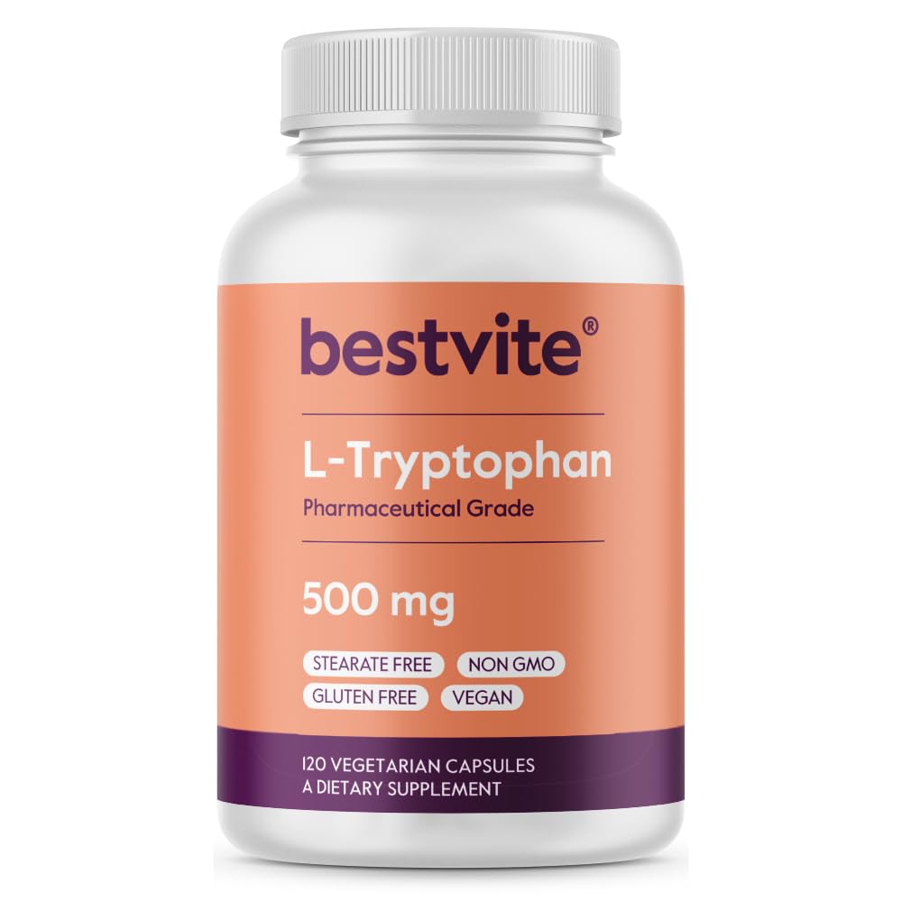 BESTVITE L-Tryptophan 500mg 120 Veg Capsules front view