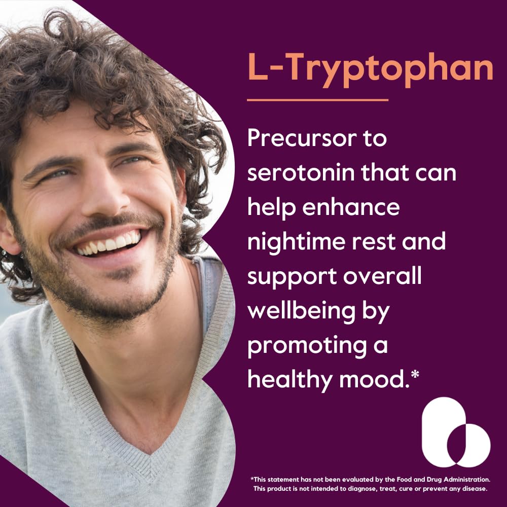 BESTVITE L-Tryptophan 500mg 120 Veg Capsules side view