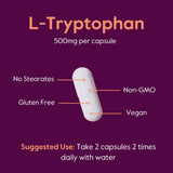 BESTVITE L-Tryptophan 500mg 120 Veg Capsules with a measuring spoon