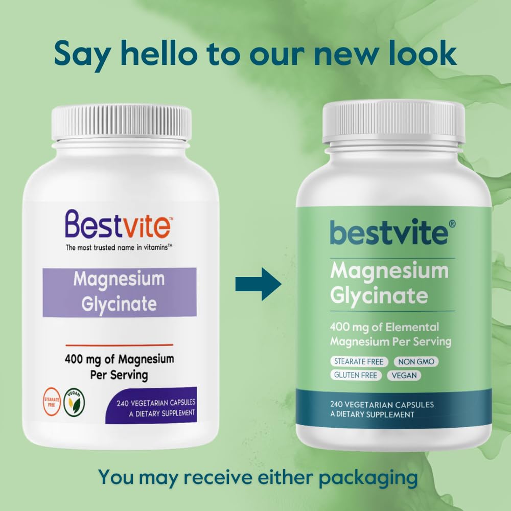 BESTVITE Magnesium Glycinate 400mg capsules in a hand